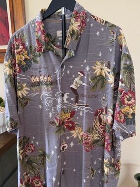 Tommy Bahama Silk Shirt XXL Christmas Hawaiian Camp Holiday